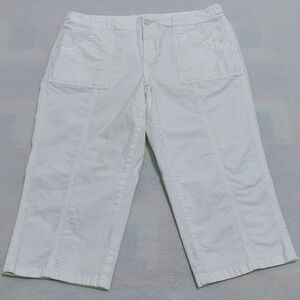 Coldwater Creek Capri Pants Women's P14 White Natural Fit‎ Stretch Cotton Blend
